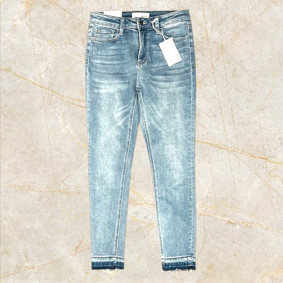 VERVET Haylie High Rise Contrast Hem Crop Skin Skinny Jeans sz 24 New with Tags - Picture 2 of 9